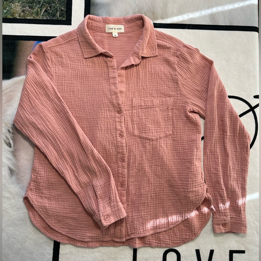 ANTHROPOLOGIE Cloth & Stone Dusty Rose Cotton Sail Shirt - Size Medium